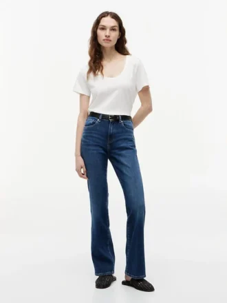 Scoop Neck Linen-Blend T-Shirt