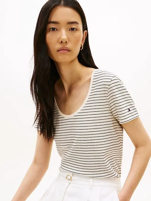 Scoop Neck Linen-Blend T-Shirt Scoop Neck Linen-Blend T-Shirt