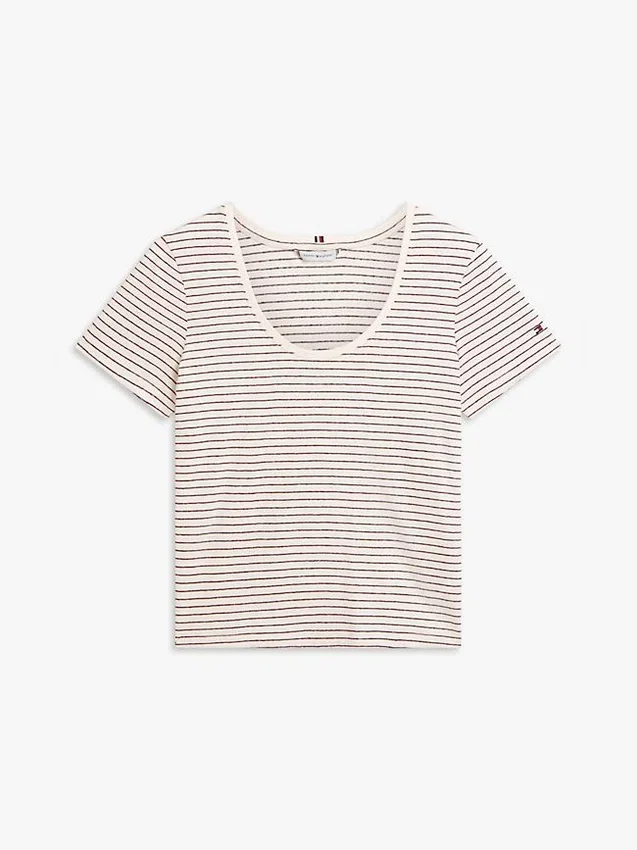 Scoop Neck Linen-Blend T-Shirt Scoop Neck Linen-Blend T-Shirt