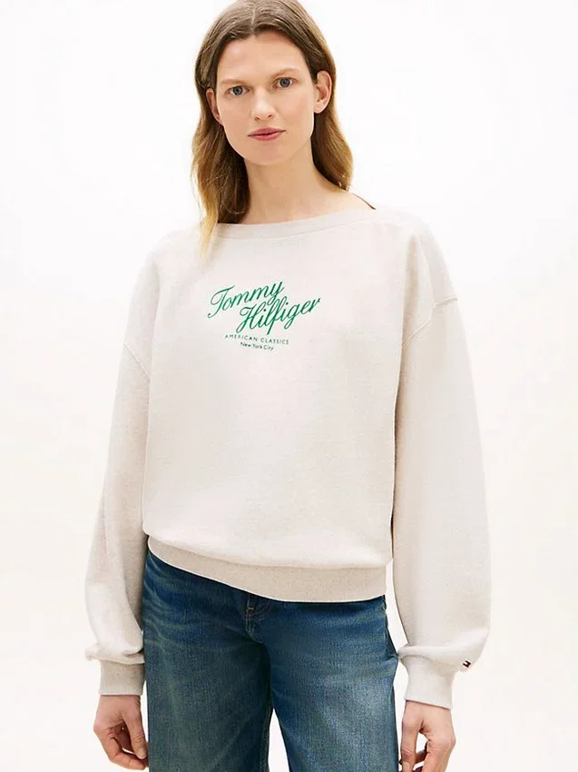 Script Logo Boatneck Sweatshirt Script Logo Boatneck Sweatshirt