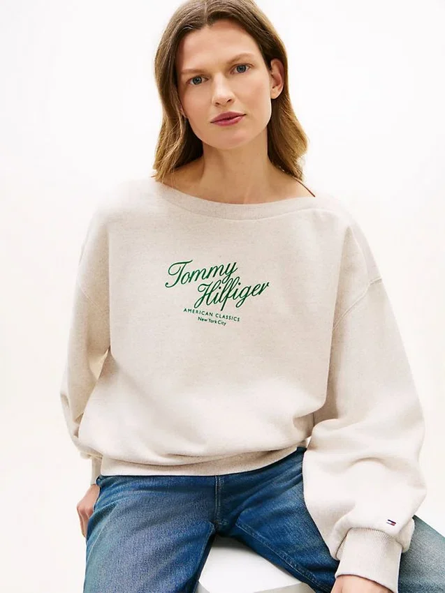 Script Logo Boatneck Sweatshirt Script Logo Boatneck Sweatshirt