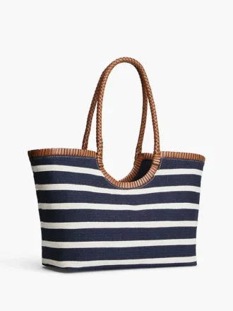 Script Monogram Breton Stripe Tote Bag
