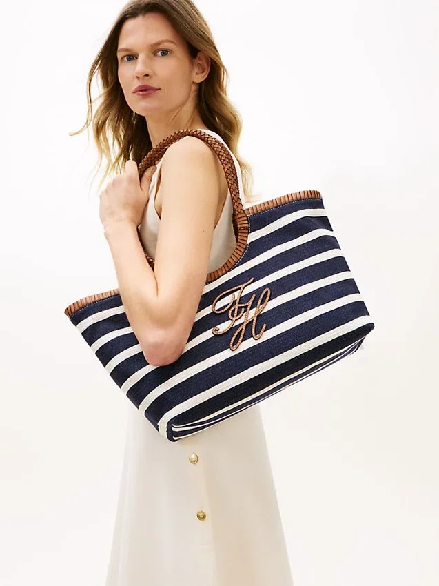 Script Monogram Breton Stripe Tote Bag Script Monogram Breton Stripe Tote Bag