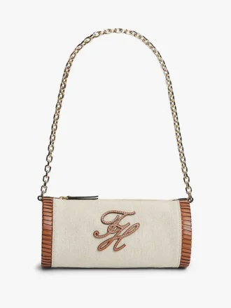 Script Monogram Linen Chain Strap Bag
