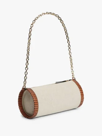 Script Monogram Linen Chain Strap Bag