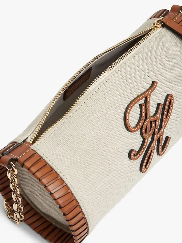 Script Monogram Linen Chain Strap Bag Script Monogram Linen Chain Strap Bag