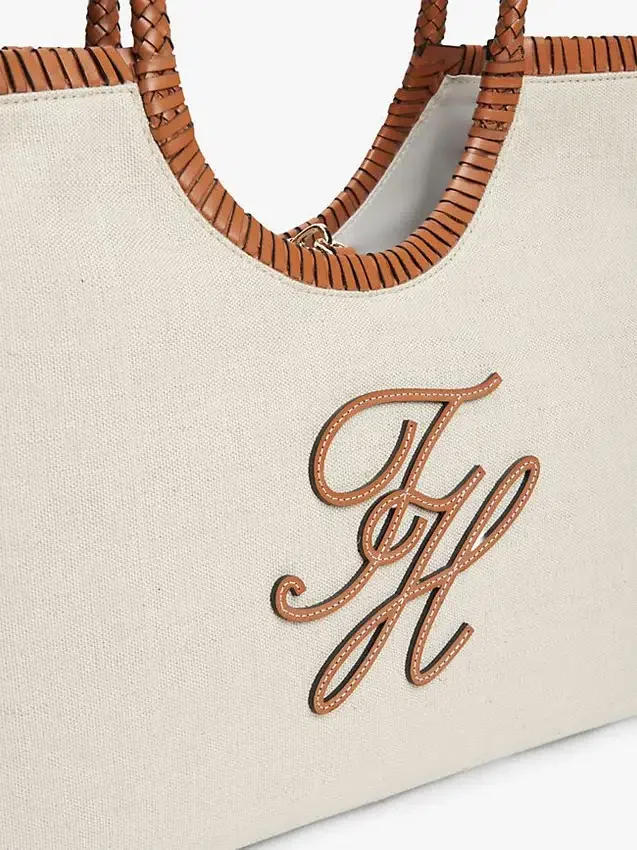 Script Monogram Linen Maxi Tote Script Monogram Linen Maxi Tote