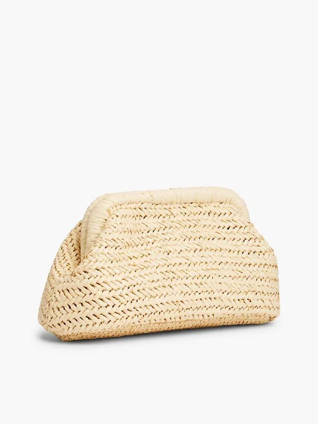 Script Monogram Raffia Clutch Script Monogram Raffia Clutch