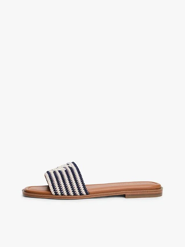 Script Monogram Stripe Woven Slide Script Monogram Stripe Woven Slide