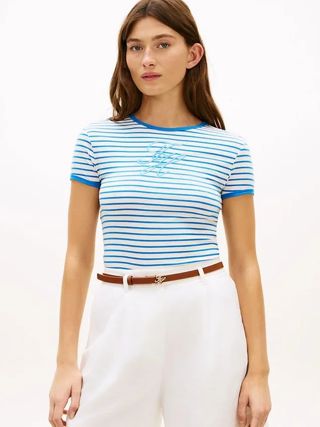 Script Monogram Striped Ringer T-Shirt Script Monogram Striped Ringer T-Shirt