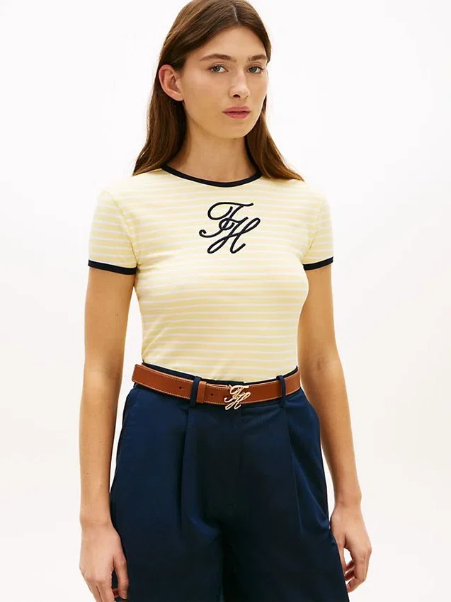 Script Monogram Striped Ringer T-Shirt Script Monogram Striped Ringer T-Shirt