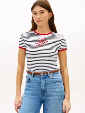 Script Monogram Striped Ringer T-Shirt