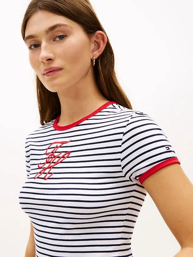 Script Monogram Striped Ringer T-Shirt Script Monogram Striped Ringer T-Shirt