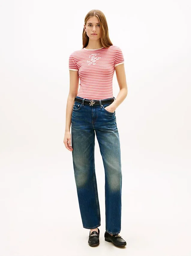 Script Monogram Striped Ringer T-Shirt Script Monogram Striped Ringer T-Shirt