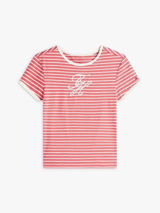 Script Monogram Striped Ringer T-Shirt Script Monogram Striped Ringer T-Shirt