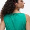 Shirred Linen-Blend Midi Dress