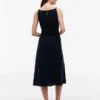 Shirred Linen-Blend Midi Dress