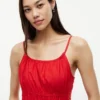 Shirred Poplin Midi Dress