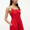 Shirred Poplin Midi Dress