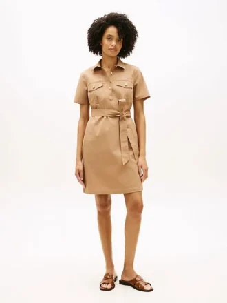Short-Sleeve Belted Utility Shirtdress
