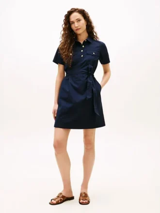 Short-Sleeve Belted Utility Shirtdress