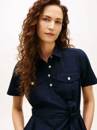 Short-Sleeve Belted Utility Shirtdress