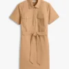Short-Sleeve Belted Utility Shirtdress Short-Sleeve Belted Utility Shirtdress