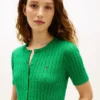 Short-Sleeve Cable Knit Cardigan