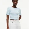 Short-Sleeve Cable Knit Sweater