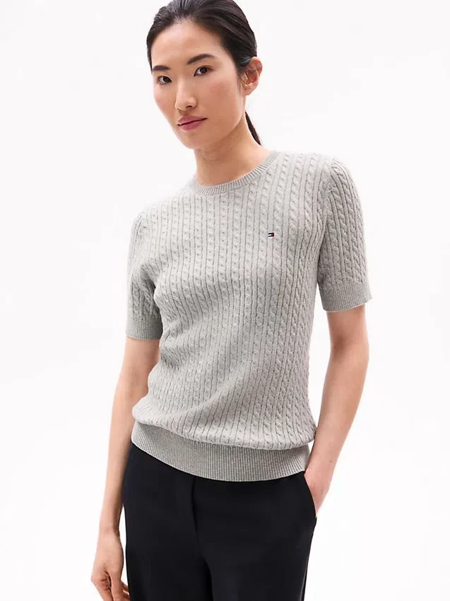 Short-Sleeve Cable Knit Sweater Short-Sleeve Cable Knit Sweater