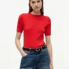 Short-Sleeve Cable Knit Sweater