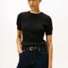 Short-Sleeve Cable Knit Sweater