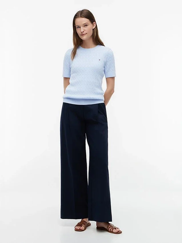 Short-Sleeve Cable Knit Sweater Short-Sleeve Cable Knit Sweater