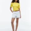 Short-Sleeve Cable Knit Sweater