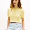 Short-Sleeve Cable Knit Sweater