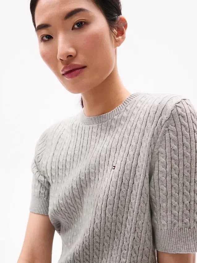 Short-Sleeve Cable Knit Sweater Short-Sleeve Cable Knit Sweater