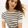 Short-Sleeve Cable Knit Sweater
