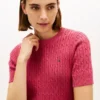 Short-Sleeve Cable Knit Sweater