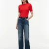 Short-Sleeve Cable Knit Sweater