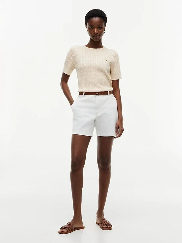 Short-Sleeve Cable Knit Sweater Short-Sleeve Cable Knit Sweater