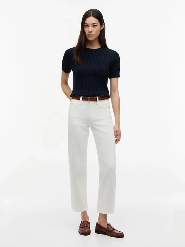 Short-Sleeve Cable Knit Sweater Short-Sleeve Cable Knit Sweater