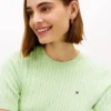 Short-Sleeve Cable Knit Sweater