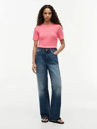 Short-Sleeve Cable Knit Sweater Short-Sleeve Cable Knit Sweater