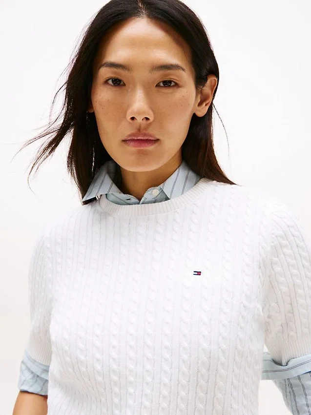 Short-Sleeve Cable Knit Sweater Short-Sleeve Cable Knit Sweater