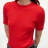 Short-Sleeve Cable Knit Sweater