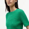 Short-Sleeve Cable Knit Sweater