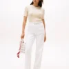 Short-Sleeve Cable Knit Sweater