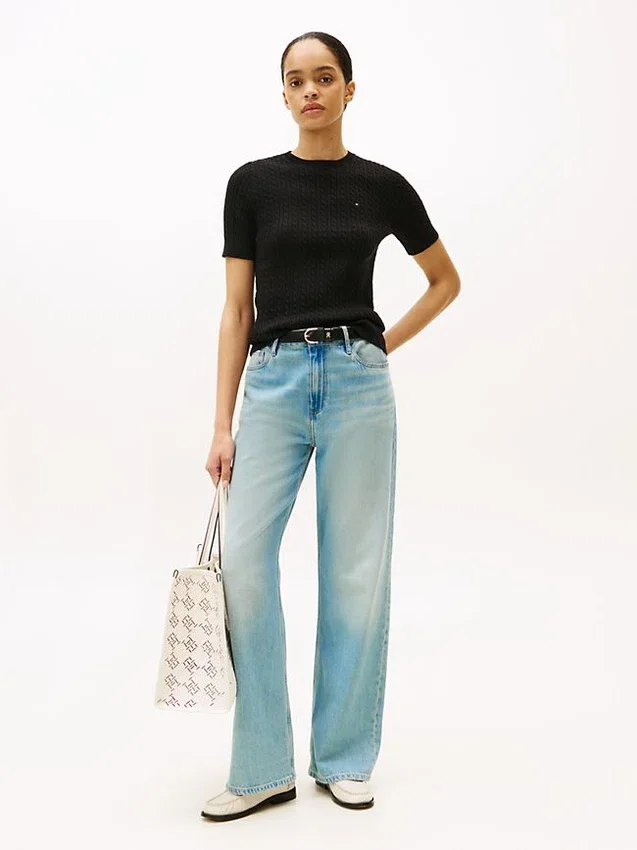 Short-Sleeve Cable Knit Sweater Short-Sleeve Cable Knit Sweater