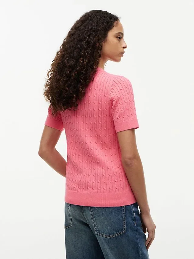 Short-Sleeve Cable Knit Sweater Short-Sleeve Cable Knit Sweater