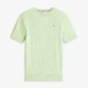 Short-Sleeve Cable Knit Sweater